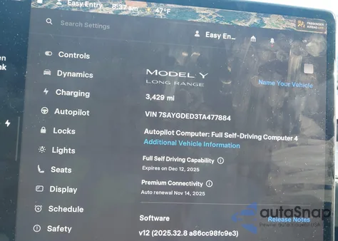 2026 Tesla Model Y Long Range Dual Motor All-Wheel Drive из США, поврежденный, VIN 7SAYGDED3TA477884